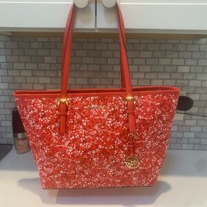 Michael Kors Red Floral Tote